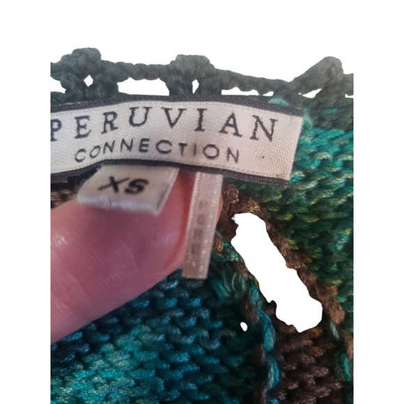 Peruvian Connection Sweater Womens XS Blue Floral Knit Quarter Sleeve Pullover - Picture 8 of 14